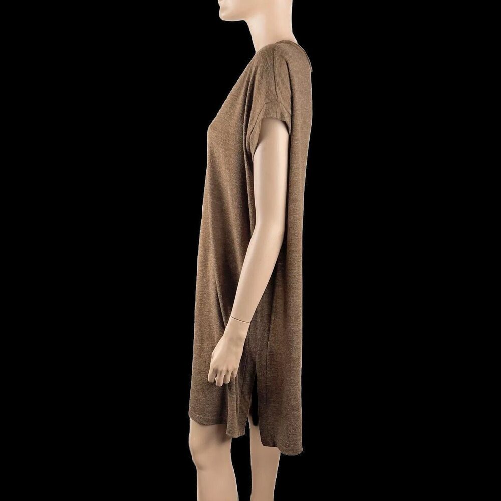 A’reve Anthropologie Lg V Neck Sleeveless Brown Tunic Lace Panel Mid Length - Picture 5 of 8
